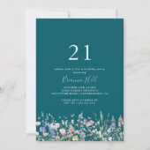 Invitation Multicolor Fleur sauvage Green 21e fête d'annivers (Devant)