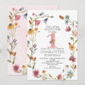 Invitation Multicolor Fleur sauvage Wreath Girls Numéro Anniv (Devant / Derrière)