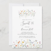 Invitation Multicolor sauvage Floral Sweet 16 Anniversaire (Devant)