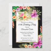 Invitation Multicolor Tropical Black Hibiscus Floral Party (Devant)