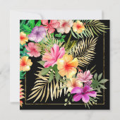 Invitation Multicolor Tropical Black Hibiscus Floral Party SQ (Dos)