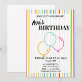 Invitation Multicolore à lignes verticales (Devant / Derrière)
