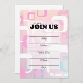 Invitation multifonction de remplissage rétro rose (Devant / Derrière)