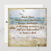 Invitation multifonction fête sur la plage (Devant / Derrière)