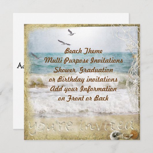 Invitation multifonction fête sur la plage (Devant / Derrière)