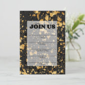 Invitation multifonctions à remplir en noir et or (Debout devant)