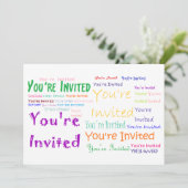 Invitation multilingue de la fête "Vous êtes invit (Debout devant)