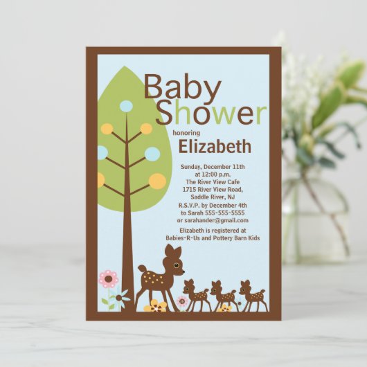 Invitation multiple de baby shower de triplets de (Debout devant)