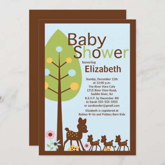 Invitation multiple de baby shower de triplets de (Devant / Derrière)