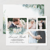 Invitation Multiples photos de Mariage Love and Thanks Photo (Devant / Derrière)