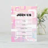 Invitation Multipropose Rétro Rose à Remplir (Debout devant)