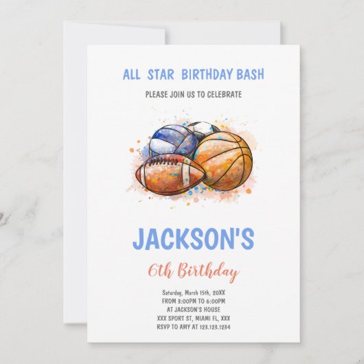 Invitation multisport pour garçons (Devant)