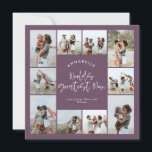 Invitation Mum violet élégant moderne minimaliste collage pho<br><div class="desc">Mondes plus grand Mum script élégant moderne minimaliste violet personnalisé collage photo simple lignes propres carte mère jour.</div>