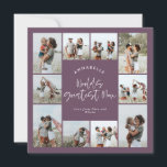Invitation Mum violet élégant moderne minimaliste collage pho<br><div class="desc">Mondes plus grand Mum script élégant moderne minimaliste violet personnalisé collage photo simple lignes propres carte mère jour.</div>