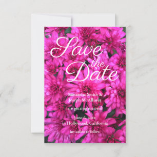 Invitation Mums Rose Chaud Floral Photo Enregistrer la Date
