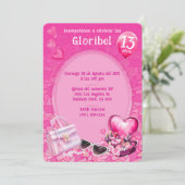 Invitation Muñeca Personalizada Plantilla de Cumpleaños Rosa (Debout devant)