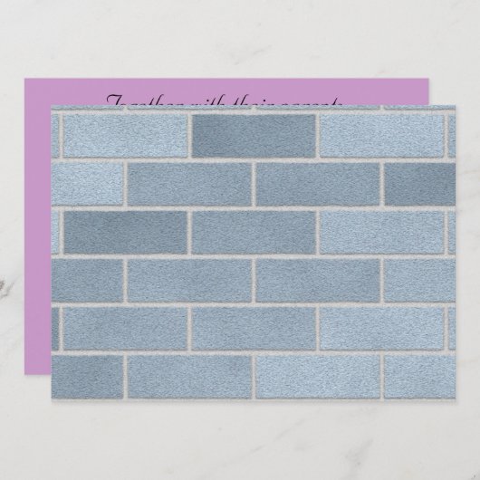 Invitation Mur de briques bleu (Devant / Derrière)