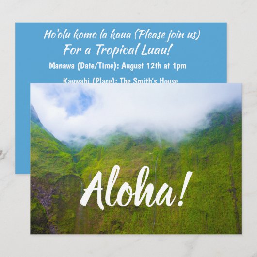 Invitation Mur de larmes, Mont Waialeale, Kauai, Hawaii (Devant / Derrière)