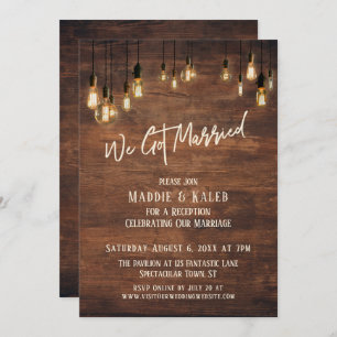 Invitation Mur en bois Brown avec lumières Edison, Nous nous