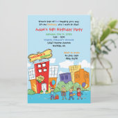 Invitation Musée des enfants Fête d'anniversaire Enfants Scie (Debout devant)