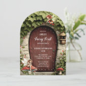 Invitation Mushroom Fairy First Birthday Party (Debout devant)