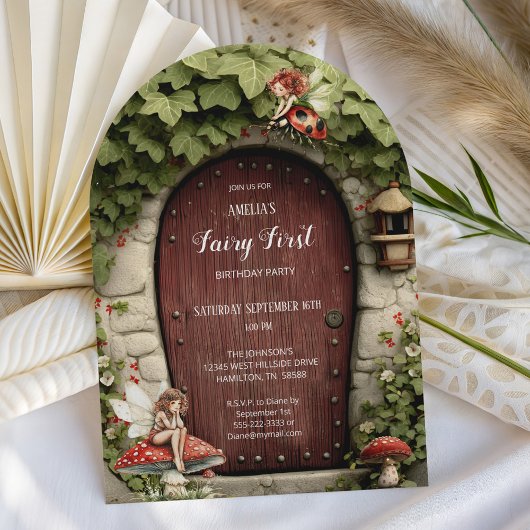 Invitation Mushroom Fairy First Birthday Party
