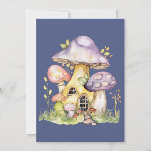 Invitation Mushrooms - Points Fleurs Ombre Baby shower (Dos)