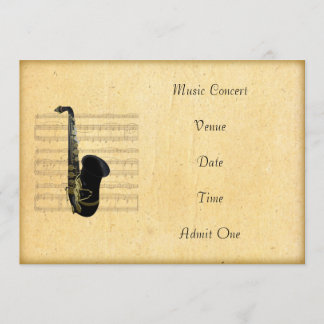 Invitation Music Concert Admission Billet Saxophone Thème