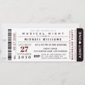 Invitation Music Concert VIP Ticket Et RSVP Bachelor Party (Dos)