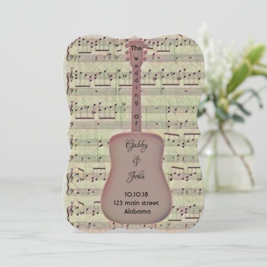 Invitation Music Note et Guitare (Debout devant)