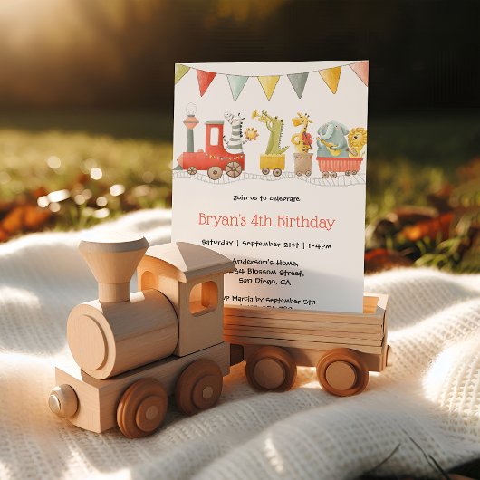 Invitation Musical Animal Train Birthday