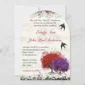 Invitation Musical Cardiaque Feuille rouge pourpre Mariage d' (Dos)