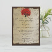 Invitation Musical Gold Orange Plum Heart Leaf Mariages (Debout devant)