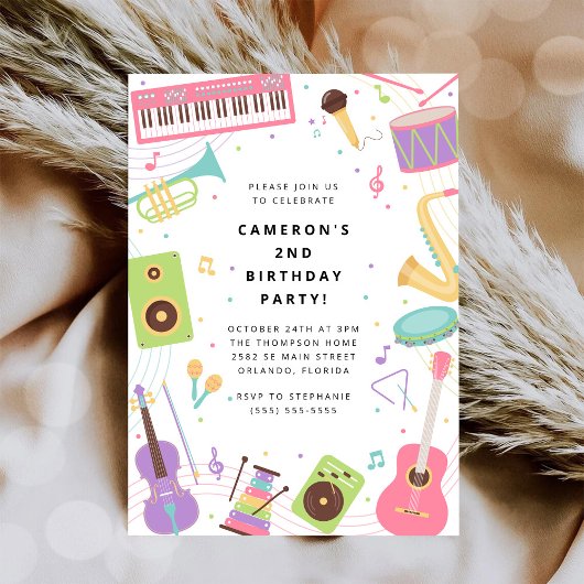 Invitation Musical Instrument Birthday Party 