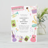 Invitation Musical Instrument Birthday Party  (Debout devant)