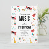 Invitation Musical Instruments Music Theme Birthday Party (Debout devant)