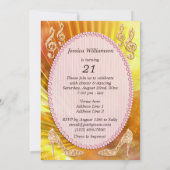 Invitation Musical Note Orange Pailleté & Stiletto 21e annive (Dos)