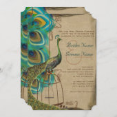 Invitation Musical Peacock Bird Cage Feather Wedding Invite (Devant / Derrière)