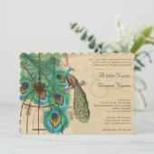 Invitation Musical Peacock Bird Cage Plumes Météo Inviter (Debout devant)