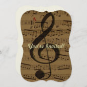 Invitation Musical Treble Clef Sheet Musique Classique (Devant / Derrière)