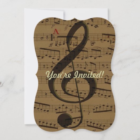 Invitation Musical Treble Clef Sheet Musique Classique (Devant)