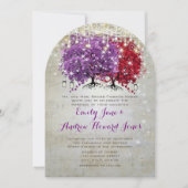 Invitation Musical violet rouge coeur feuille Mariage (Devant)