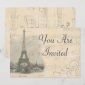 Invitation musicale Vintage de Paris (Devant / Derrière)