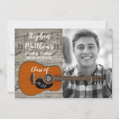 Invitation Musicien Guitariste Rustique Photo Graduation (Devant)