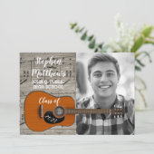 Invitation Musicien Guitariste Rustique Photo Graduation (Debout devant)