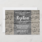 Invitation Musicien Guitariste Rustique Photo Graduation (Dos)