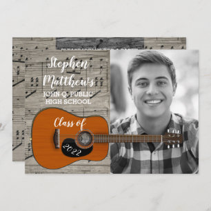 Invitation Musicien Guitariste Rustique Photo Graduation
