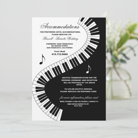 Invitation Musiciens créatifs Piano Keys Mariage Hébergement (Debout devant)