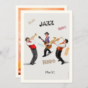 Invitation Musiciens de jazz Retro Musique Blues Party ART Pa