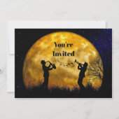 Invitation Musiciens Pleine lune Aquarelle Anniversaire (Devant)